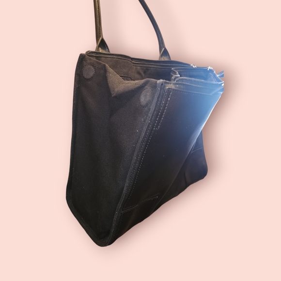 Tory Burch Ella Pebble Leather and Canvas Tote Large Shoulder Everyday Luxury - Picture 7 of 10